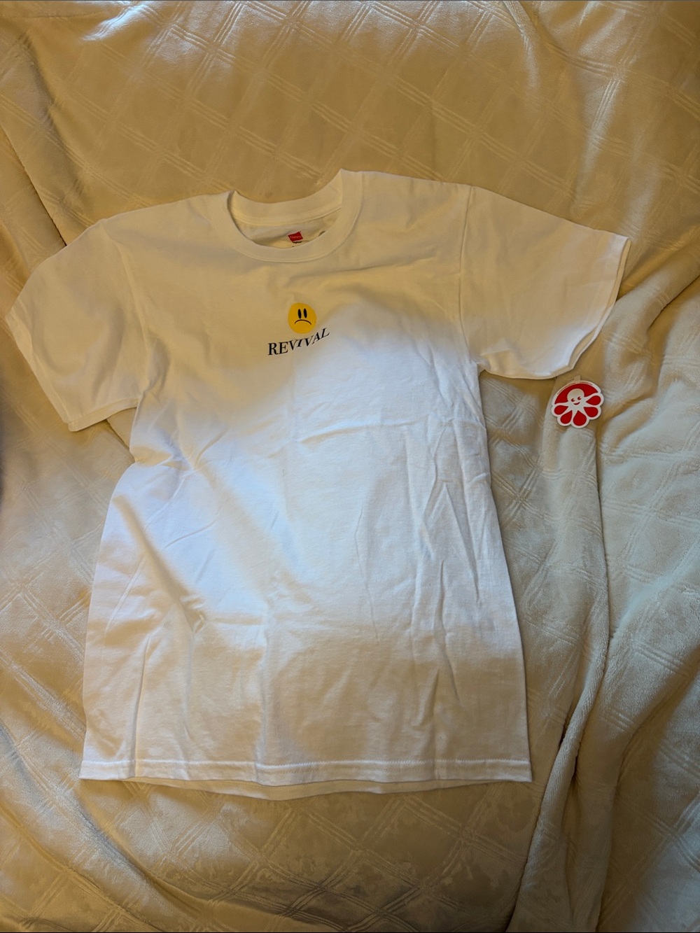 White 'REVIVAL' Smiley Logo T-Shirt